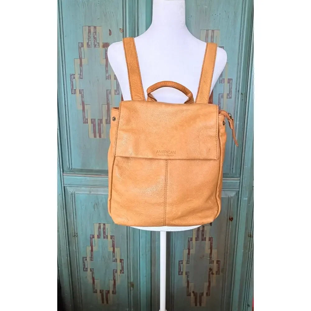 American Leather Co Tan Genuine Leather Cleveland Backpack Purse